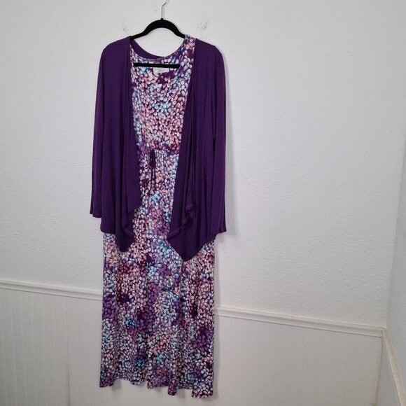 Carole Hochman Heavenly Soft Nightgown & Robe Set Sz PL Maxi floral Boho Artsy - Picture 2 of 16